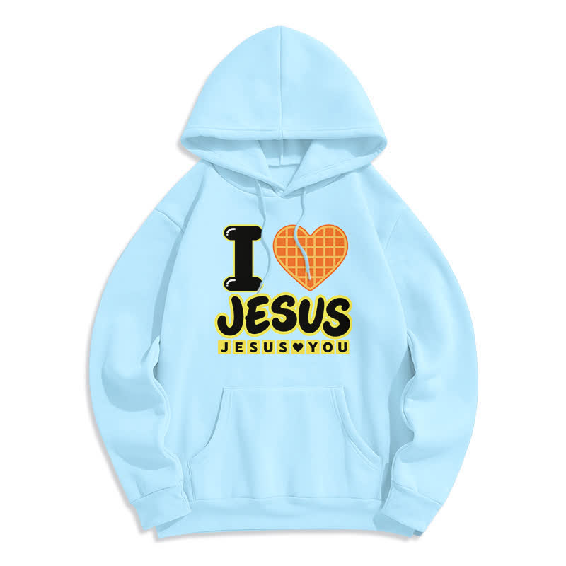 Christianartworkshop Ich liebe Jesus karierter Herz-Fleece-Hoodie - Blau - 2XL - image 6