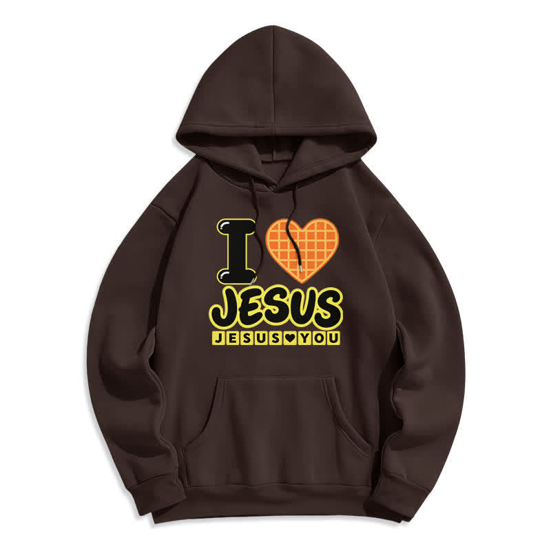 Christianartworkshop Ich liebe Jesus karierter Herz-Fleece-Hoodie - Kaffee - 2XL - image 3