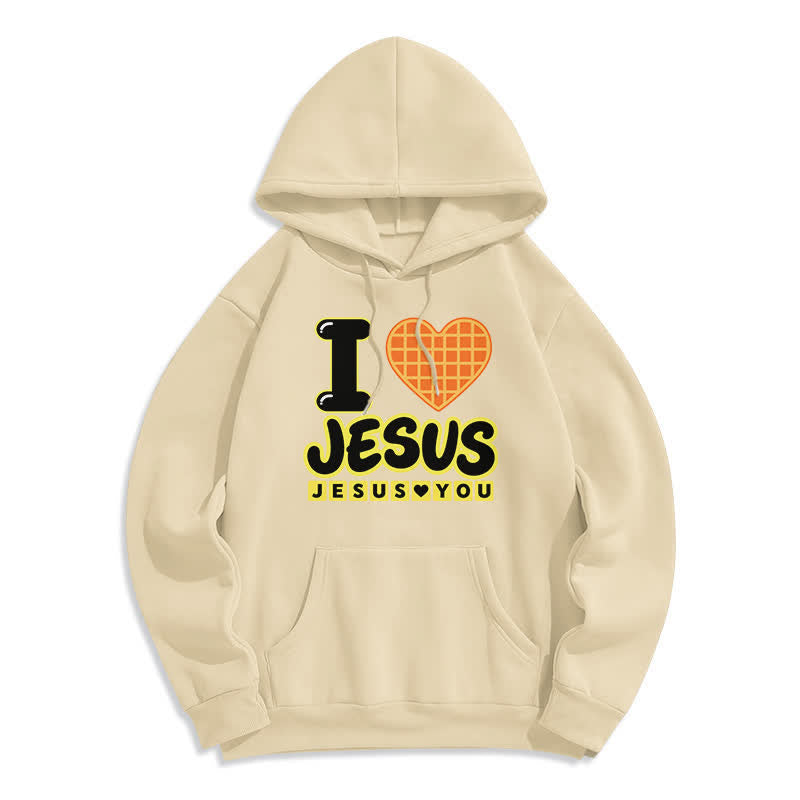 Christianartworkshop Ich liebe Jesus karierter Herz-Fleece-Hoodie - Beige - 2XL - image 5