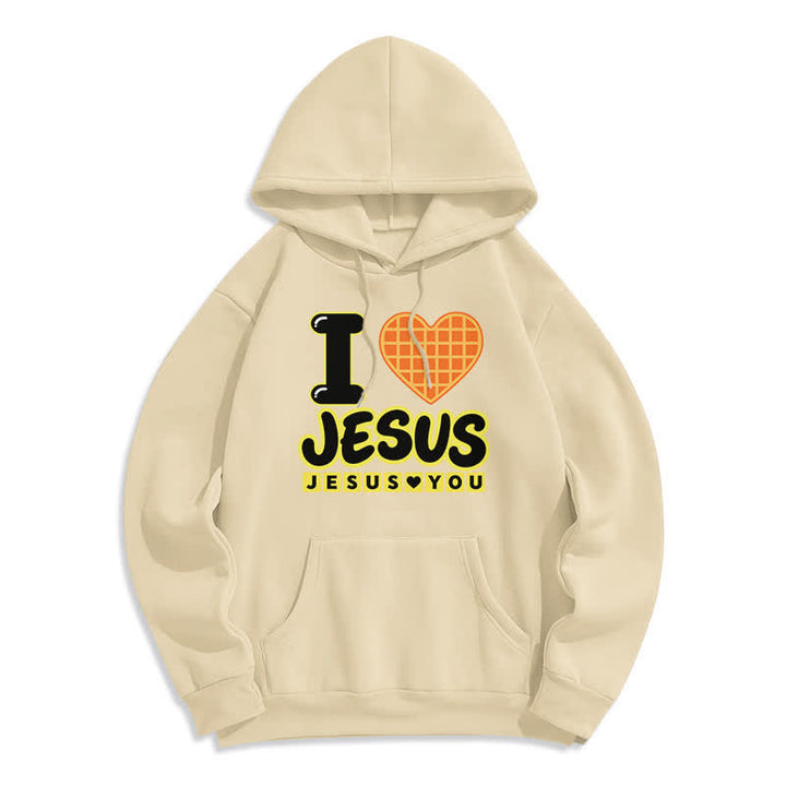 Christianartworkshop Ich liebe Jesus karierter Herz-Fleece-Hoodie - Beige - 2XL - image 5