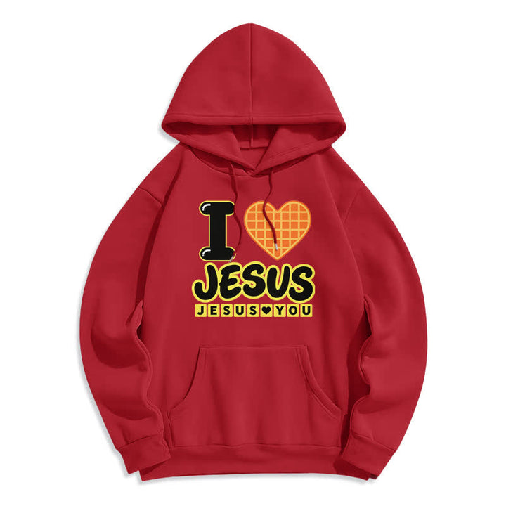 Christianartworkshop Ich liebe Jesus karierter Herz-Fleece-Hoodie - Rot - 2XL - image 0