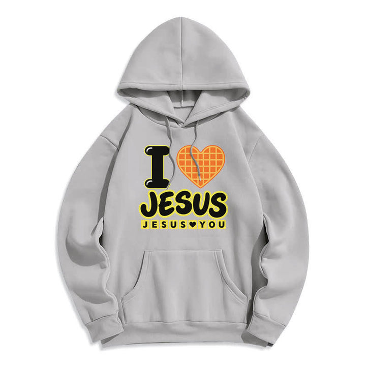 Christianartworkshop Ich liebe Jesus karierter Herz-Fleece-Hoodie - Grau - 2XL - image 7