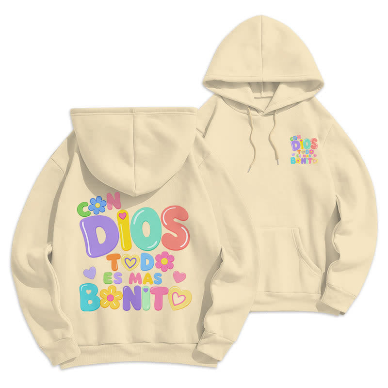 Christianartworkshop Pastellfarbener, cremefarbener Oversize-Pullover-Hoodie mit Graffiti-Blumenmuster - Beige - 2XL - image 0