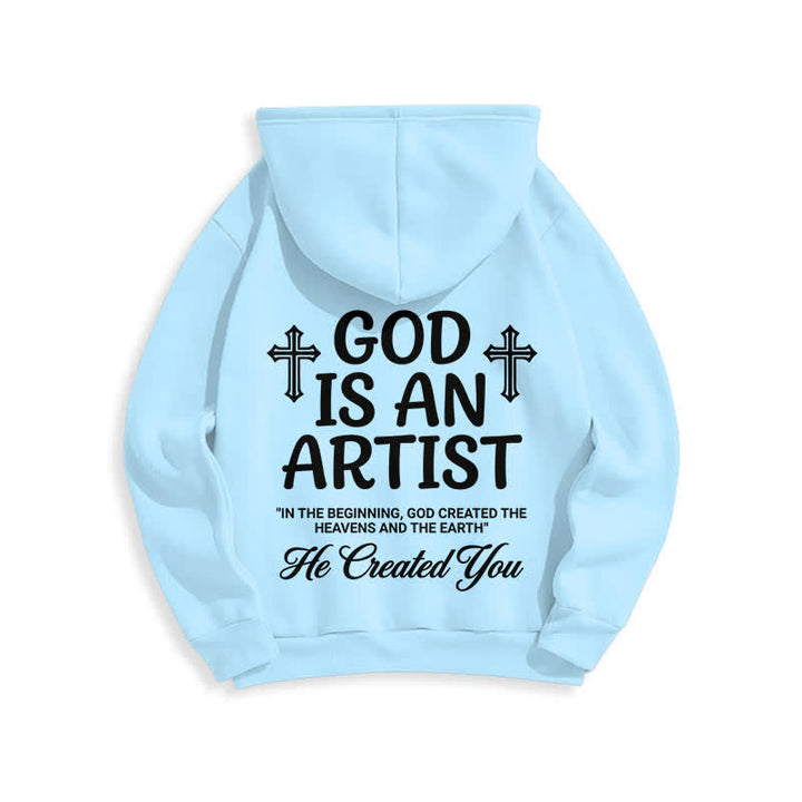 Christianartworkshop God Is An Artist Schwarzer Streetwear-Pullover-Hoodie - image 22