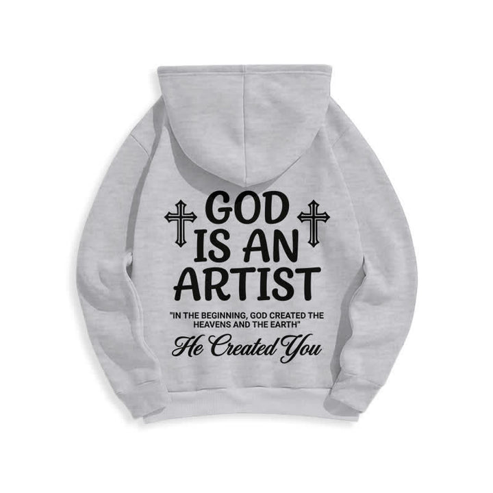 Christianartworkshop God Is An Artist Schwarzer Streetwear-Pullover-Hoodie - image 19