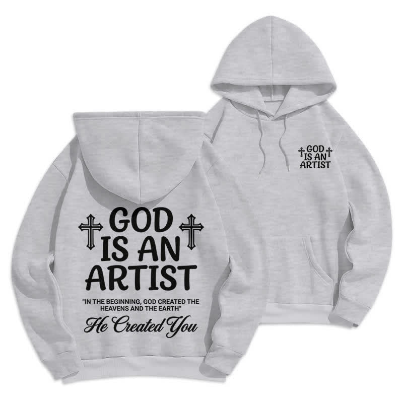 Christianartworkshop God Is An Artist Schwarzer Streetwear-Pullover-Hoodie - Grau - 2XL - image 18