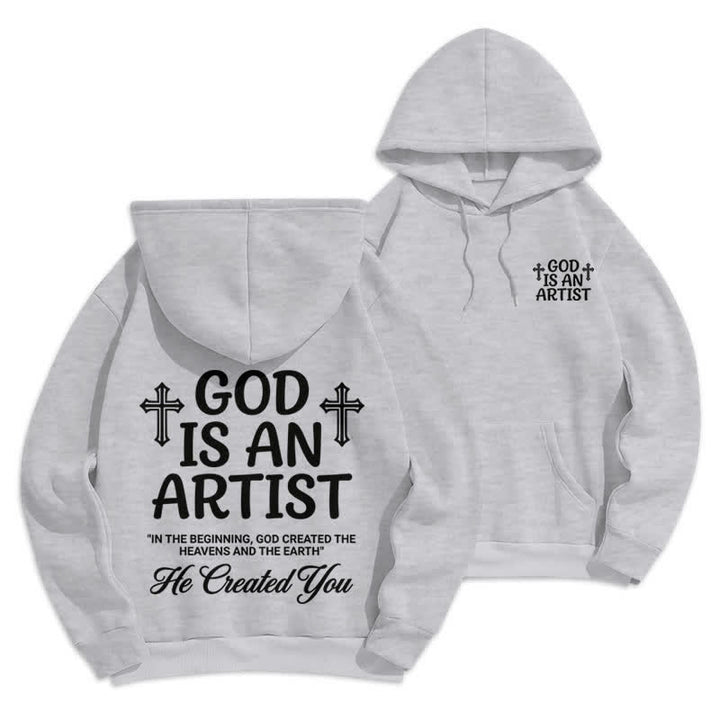 Christianartworkshop God Is An Artist Schwarzer Streetwear-Pullover-Hoodie - Grau - 2XL - image 18