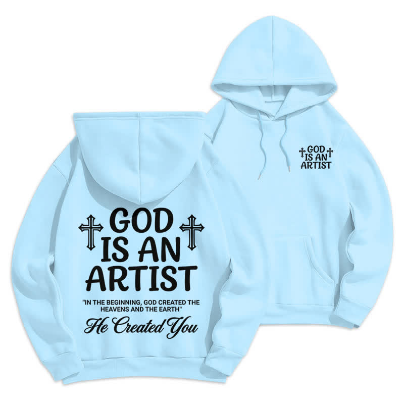 Christianartworkshop God Is An Artist Schwarzer Streetwear-Pullover-Hoodie - Blau - 2XL - image 21