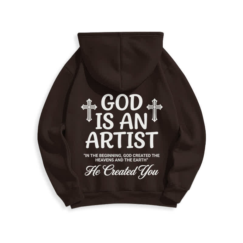 Christianartworkshop God Is An Artist Schwarzer Streetwear-Pullover-Hoodie - image 7