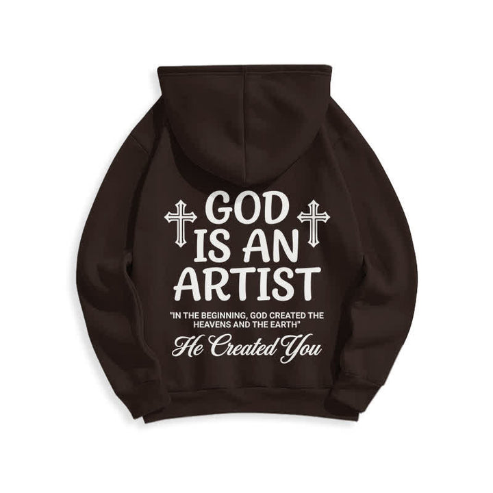 Christianartworkshop God Is An Artist Schwarzer Streetwear-Pullover-Hoodie - image 7