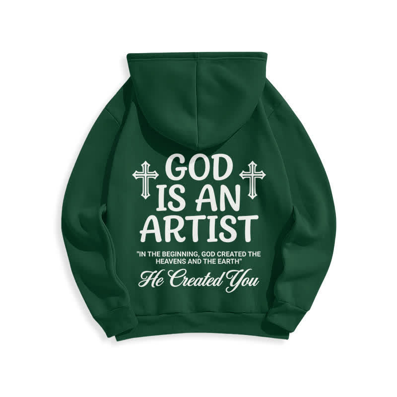 Christianartworkshop God Is An Artist Schwarzer Streetwear-Pullover-Hoodie - image 10