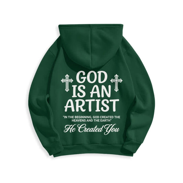 Christianartworkshop God Is An Artist Schwarzer Streetwear-Pullover-Hoodie - image 10