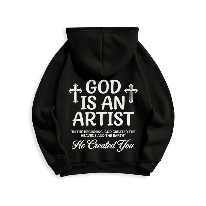 Christianartworkshop God Is An Artist Schwarzer Streetwear-Pullover-Hoodie - image 1