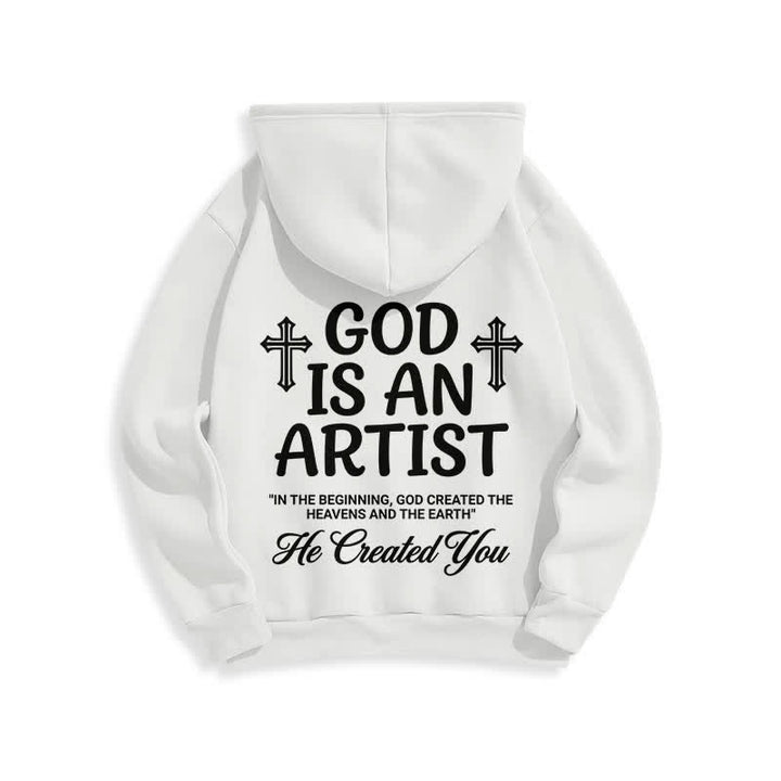 Christianartworkshop God Is An Artist Schwarzer Streetwear-Pullover-Hoodie - image 4
