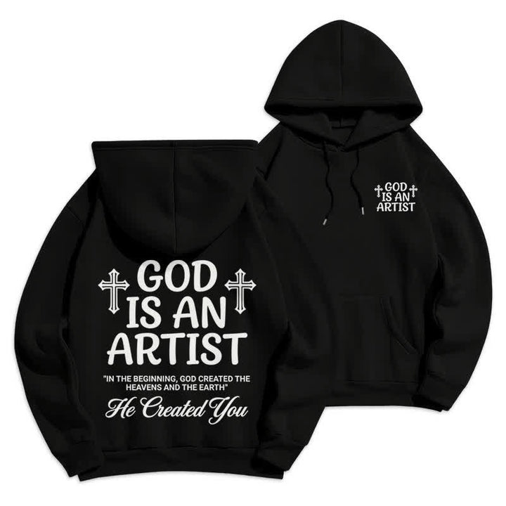 Christianartworkshop God Is An Artist Schwarzer Streetwear-Pullover-Hoodie - Schwarz - 2XL - image 0