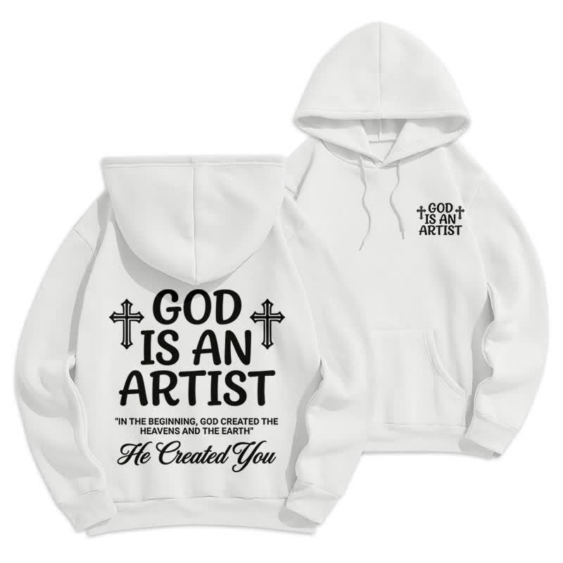 Christianartworkshop God Is An Artist Schwarzer Streetwear-Pullover-Hoodie - Weiß - 2XL - image 3