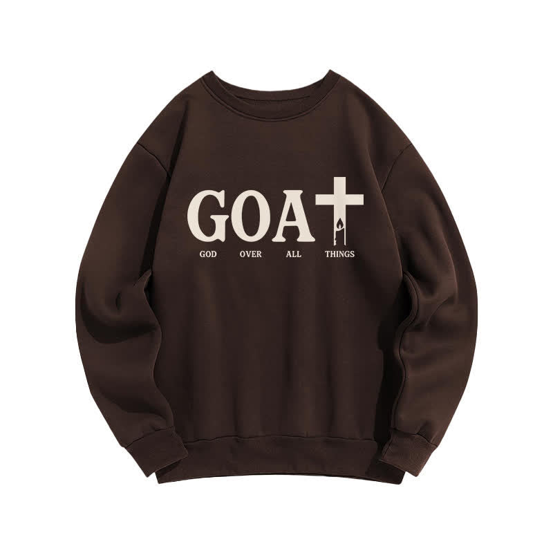 Christianartworkshop GOAT God Over All Things Crewneck Sweatshirt - Kaffee - 2XL - image 4