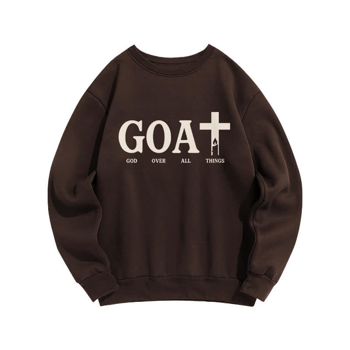 Christianartworkshop GOAT God Over All Things Crewneck Sweatshirt - Kaffee - 2XL - image 4