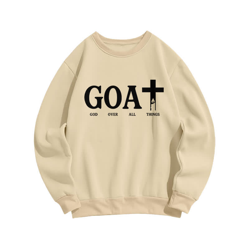 Christianartworkshop GOAT God Over All Things Crewneck Sweatshirt - Aprikose - 2XL - image 1