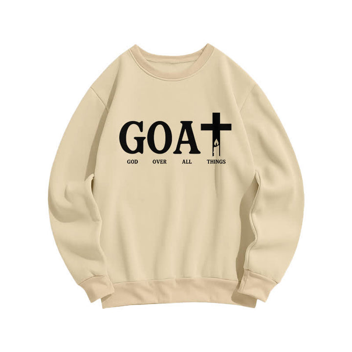 Christianartworkshop GOAT God Over All Things Crewneck Sweatshirt - Aprikose - 2XL - image 1