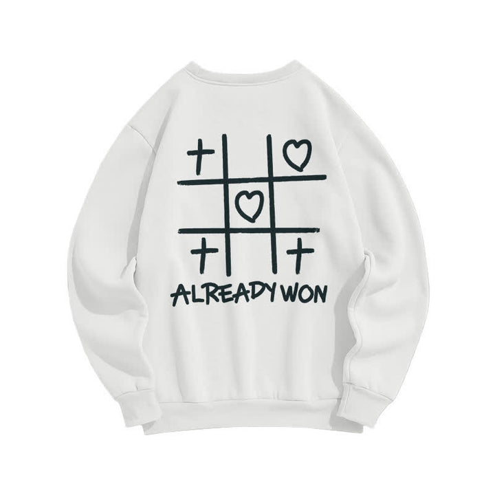 Christianartworkshop Schwarzes Sweatshirt mit Rundhalsausschnitt und Kreuz-Herz-Grafik (bereits gewonnen) - Weiß - 2XL - image 3