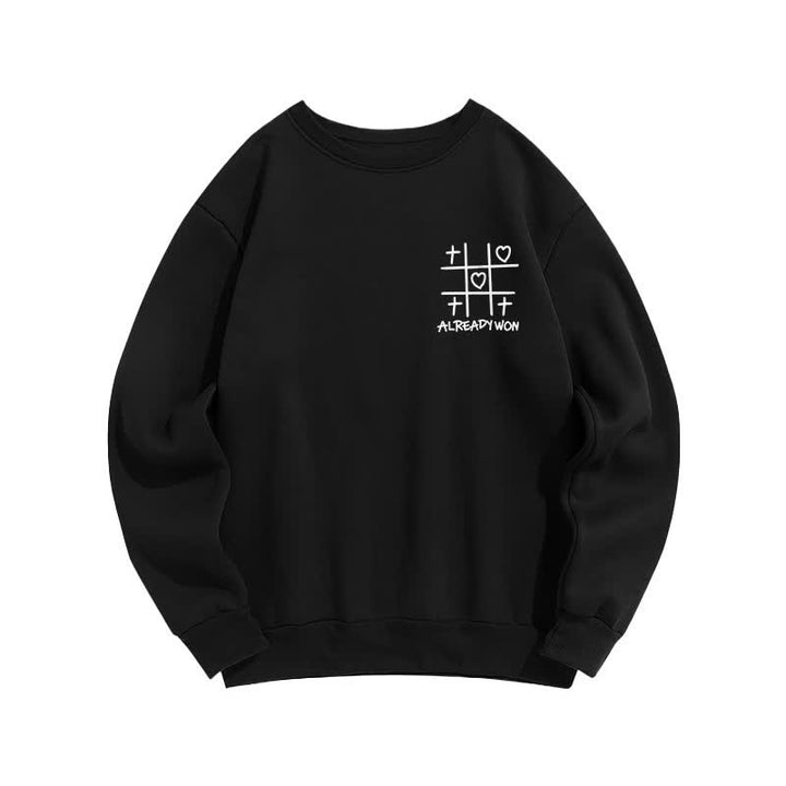 Christianartworkshop Schwarzes Sweatshirt mit Rundhalsausschnitt und Kreuz-Herz-Grafik (bereits gewonnen) - image 2