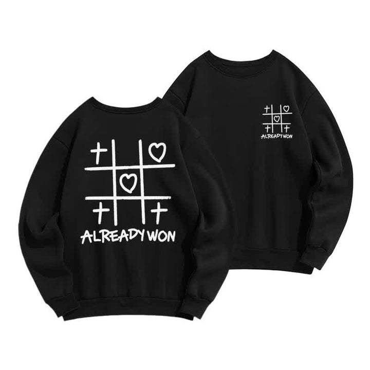 Christianartworkshop Schwarzes Sweatshirt mit Rundhalsausschnitt und Kreuz-Herz-Grafik (bereits gewonnen) - Schwarz - 2XL - image 0
