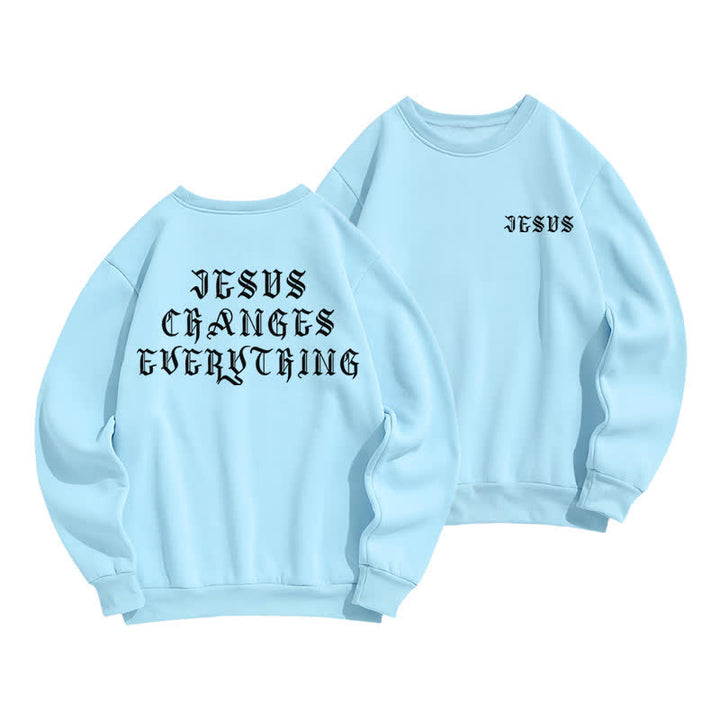 Christianartworkshop Jesus Changes Everything Gothic Back Print Sweatshirt - Blau - 2XL - image 0