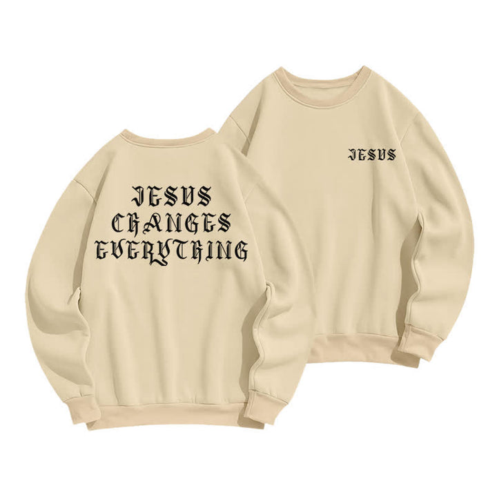 Christianartworkshop Jesus Changes Everything Gothic Back Print Sweatshirt - Aprikose - 2XL - image 9