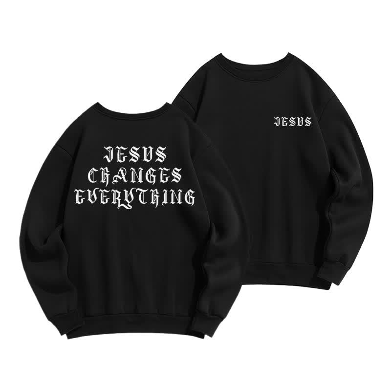 Christianartworkshop Jesus Changes Everything Gothic Back Print Sweatshirt - Schwarz - 2XL - image 6