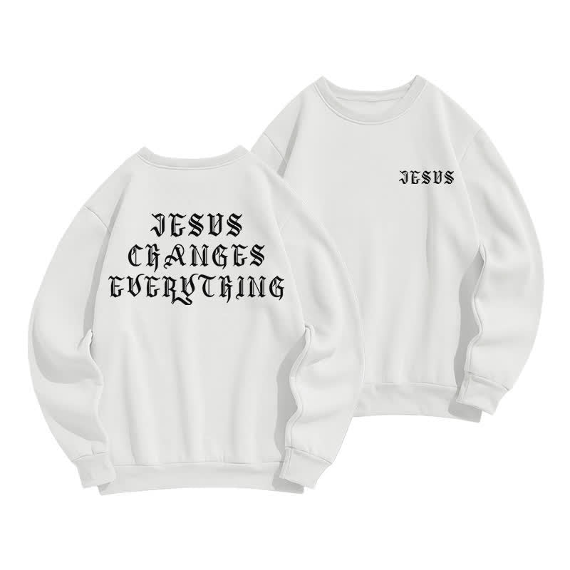 Christianartworkshop Jesus Changes Everything Gothic Back Print Sweatshirt - Weiß - 2XL - image 3