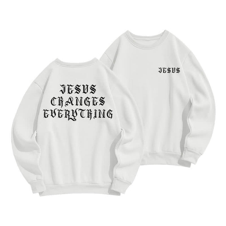 Christianartworkshop Jesus Changes Everything Gothic Back Print Sweatshirt - Weiß - 2XL - image 3