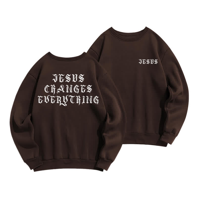 Christianartworkshop Jesus Changes Everything Gothic Back Print Sweatshirt - Kaffee - 2XL - image 15