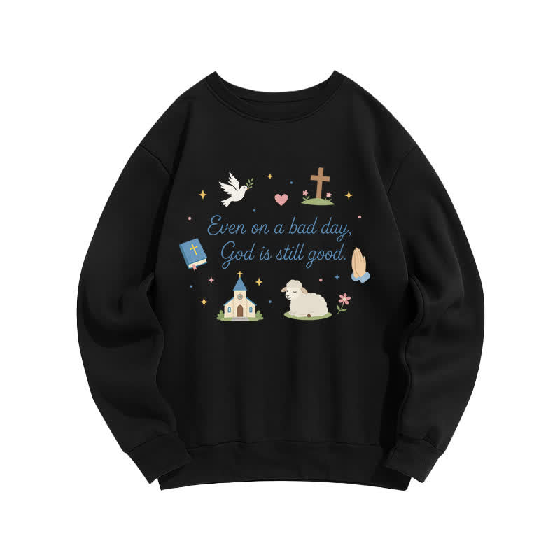 Christianartworkshop „God Is Still Good“ – Gemütliches Sweatshirt mit Rundhalsausschnitt und Grafikprint - Schwarz - 2XL - image 3
