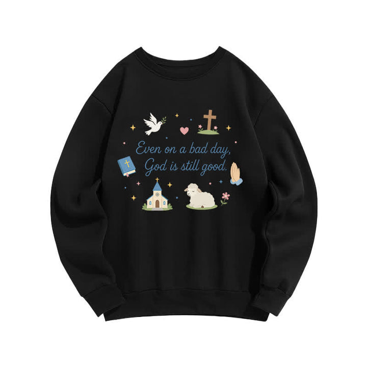 Christianartworkshop „God Is Still Good“ – Gemütliches Sweatshirt mit Rundhalsausschnitt und Grafikprint - Schwarz - 2XL - image 3