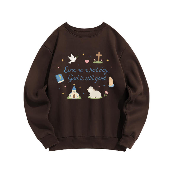Christianartworkshop „God Is Still Good“ – Gemütliches Sweatshirt mit Rundhalsausschnitt und Grafikprint - Kaffee - 2XL - image 4