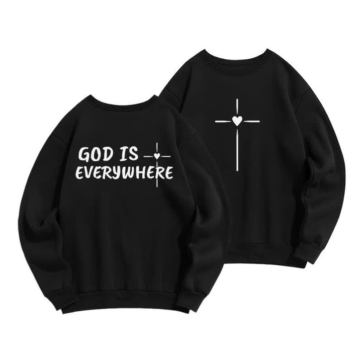 Christianartworkshop God Is Everywhere Oversized Fleecegefüttertes Sweatshirt mit Rundhalsausschnitt - Schwarz - 2XL - image 6