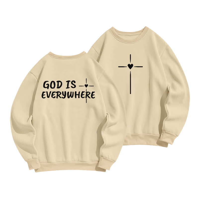 Christianartworkshop God Is Everywhere Oversized Fleecegefüttertes Sweatshirt mit Rundhalsausschnitt - Aprikose - 2XL - image 3