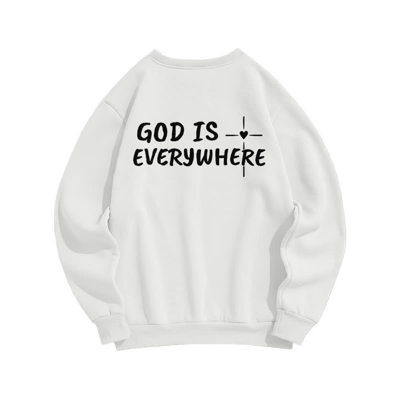 Christianartworkshop God Is Everywhere Oversized Fleecegefüttertes Sweatshirt mit Rundhalsausschnitt - image 1