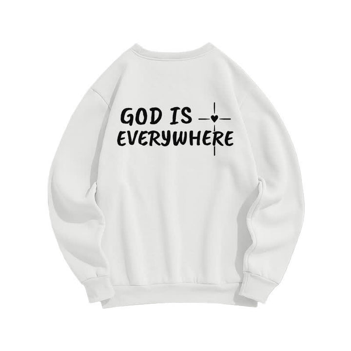 Christianartworkshop God Is Everywhere Oversized Fleecegefüttertes Sweatshirt mit Rundhalsausschnitt - image 1