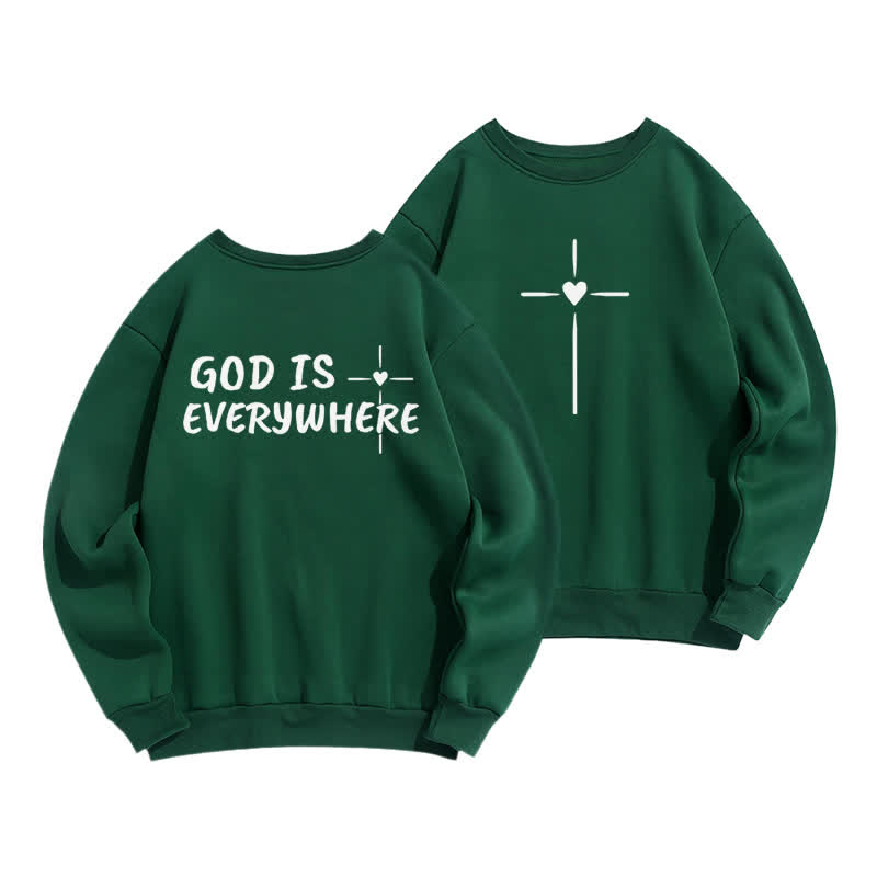 Christianartworkshop God Is Everywhere Oversized Fleecegefüttertes Sweatshirt mit Rundhalsausschnitt - Grün - 2XL - image 12