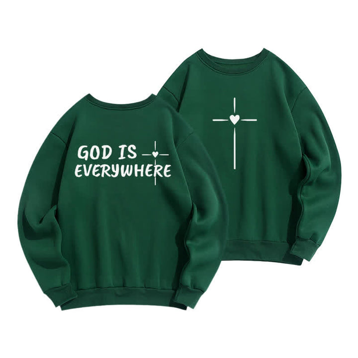 Christianartworkshop God Is Everywhere Oversized Fleecegefüttertes Sweatshirt mit Rundhalsausschnitt - Grün - 2XL - image 12
