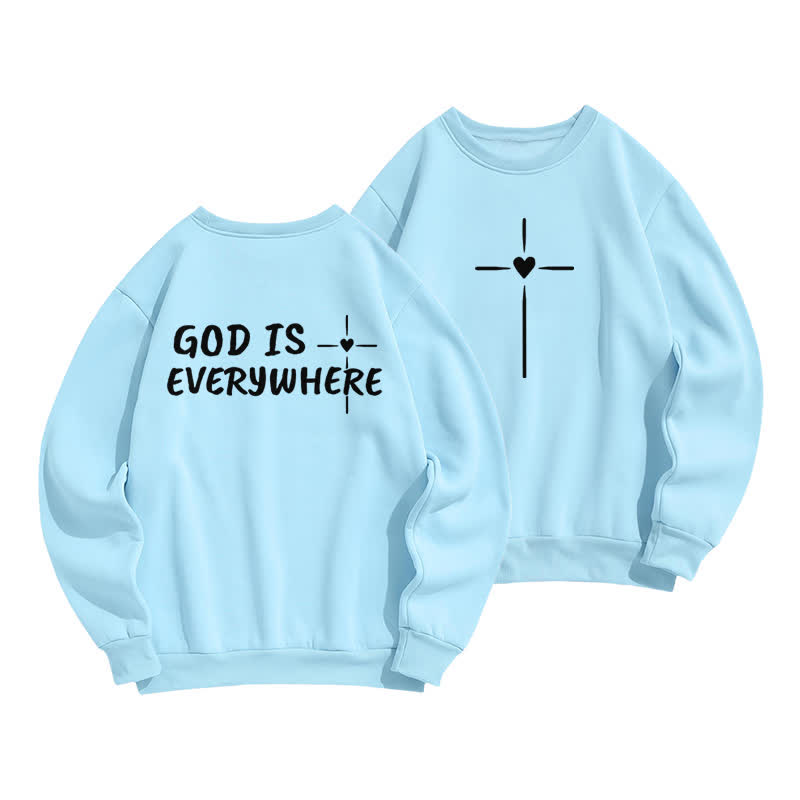 Christianartworkshop God Is Everywhere Oversized Fleecegefüttertes Sweatshirt mit Rundhalsausschnitt - Blau - 2XL - image 9