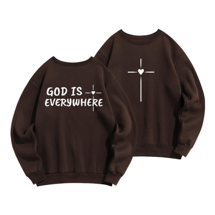 Christianartworkshop God Is Everywhere Oversized Fleecegefüttertes Sweatshirt mit Rundhalsausschnitt - Kaffee - 2XL - image 15