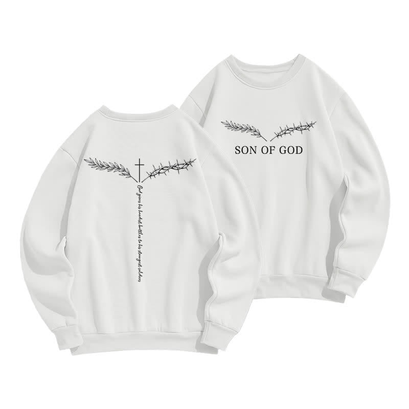 Christianartworkshop Son Of God Thorn Branch Hellblaues Sweatshirt mit Rundhalsausschnitt - Weiß - 2XL - image 3