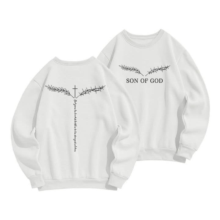 Christianartworkshop Son Of God Thorn Branch Hellblaues Sweatshirt mit Rundhalsausschnitt - Weiß - 2XL - image 3