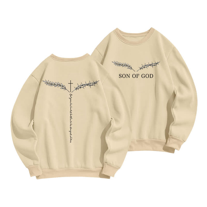 Christianartworkshop Son Of God Thorn Branch Hellblaues Sweatshirt mit Rundhalsausschnitt - Aprikose - 2XL - image 9