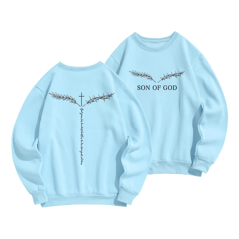 Christianartworkshop Son Of God Thorn Branch Hellblaues Sweatshirt mit Rundhalsausschnitt - Blau - 2XL - image 0