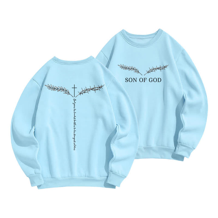 Christianartworkshop Son Of God Thorn Branch Hellblaues Sweatshirt mit Rundhalsausschnitt - Blau - 2XL - image 0
