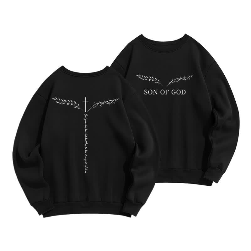 Christianartworkshop Son Of God Thorn Branch Hellblaues Sweatshirt mit Rundhalsausschnitt - Schwarz - 2XL - image 6